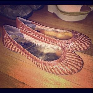 Seychelles brown ballet flats tan checkered 7